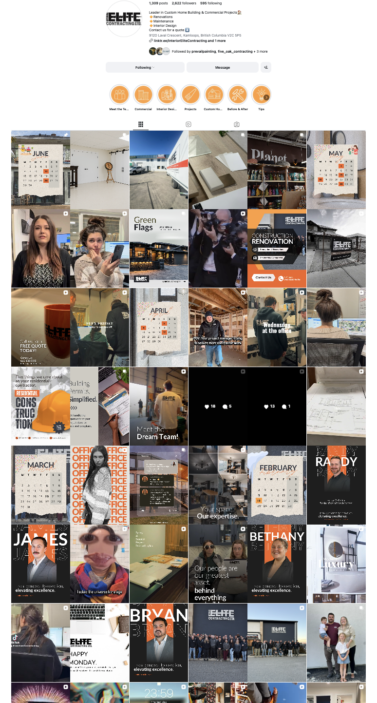 Interior Elite Contracting Instagram showcase